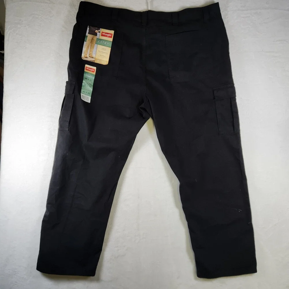 Wrangler Mens Cargo‎ Pants Black Loose Fit Workwear Utility Pockets 46x30 NWT